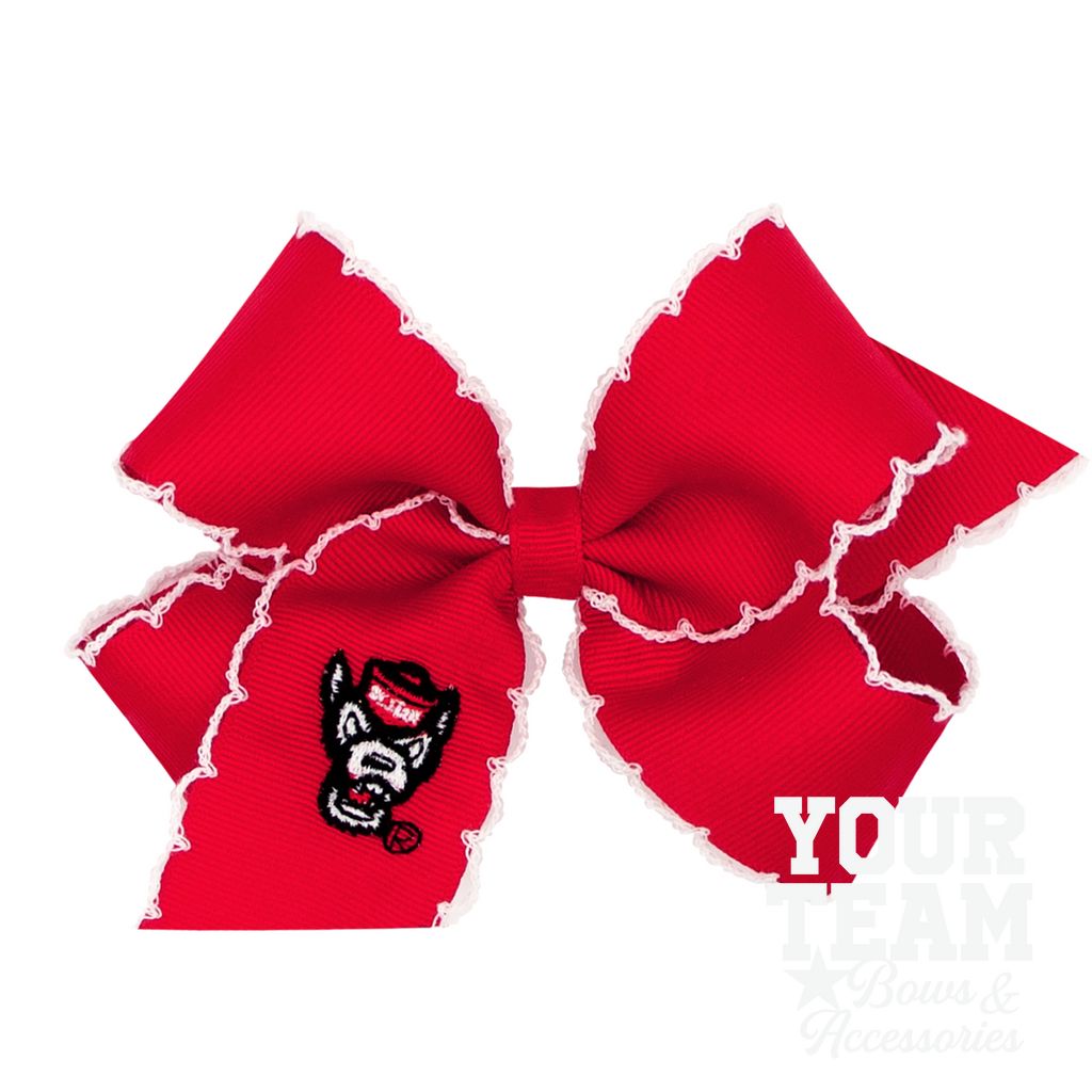 Medium North Carolina State Moonstitch Embroidered Hair Bow - NORTH CAROLINA STATE