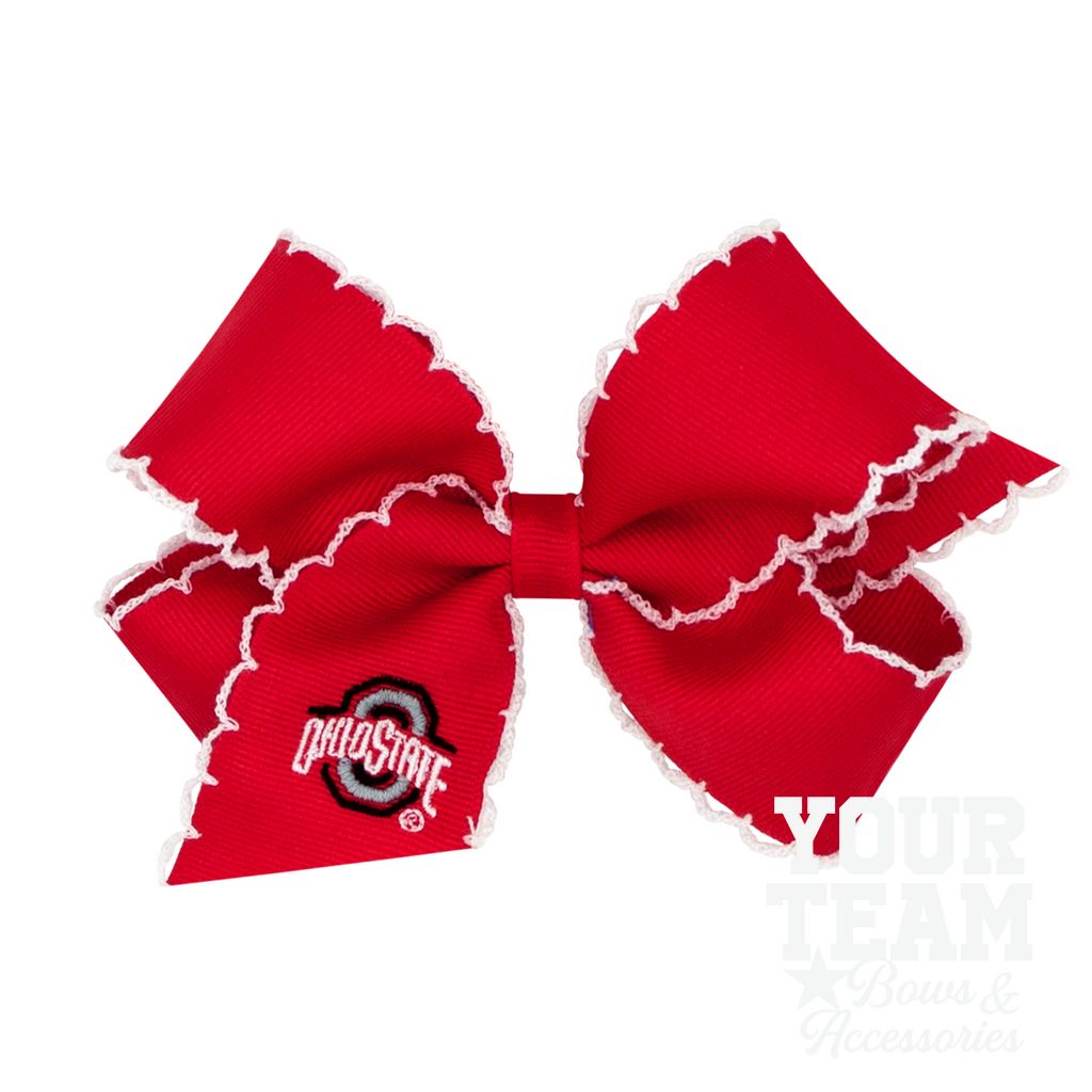 Medium Ohio State Moonstitch Embroidered Hair Bow - OHIO STATE