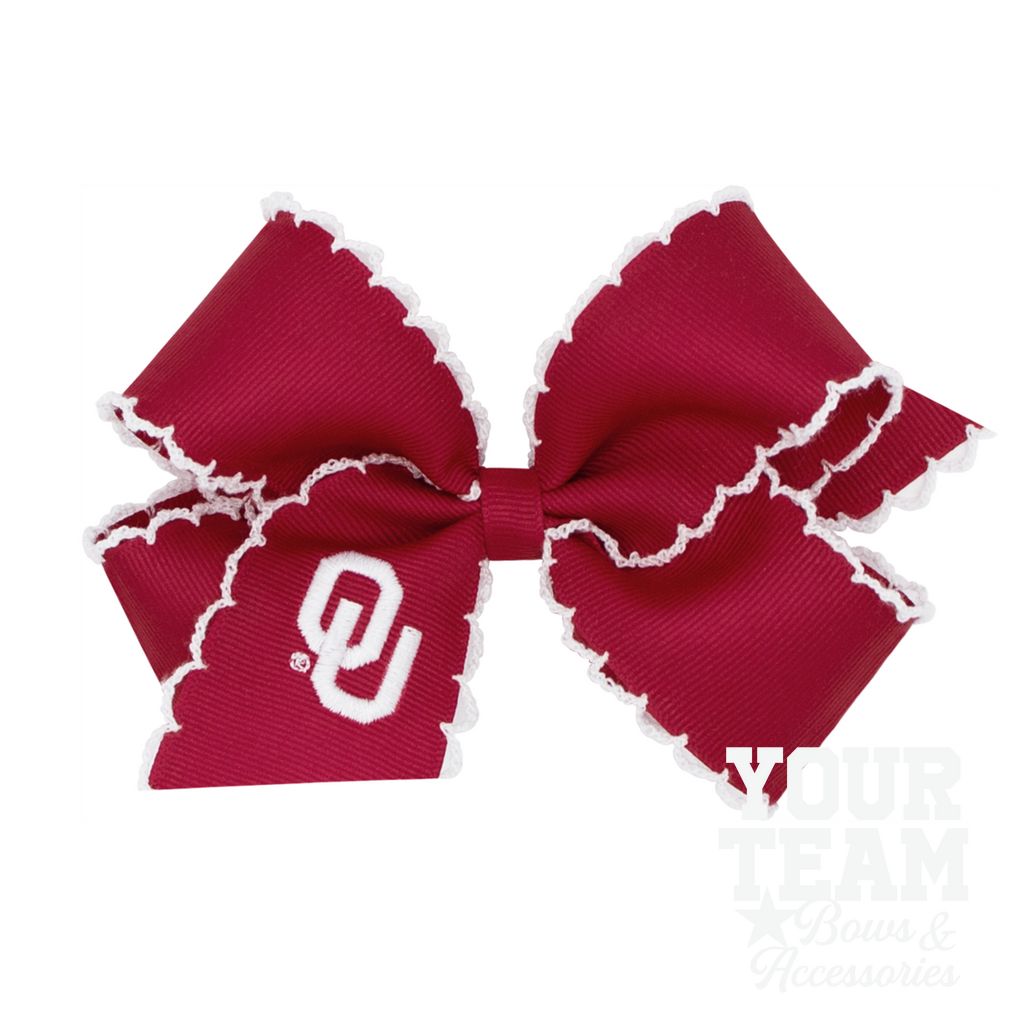 Medium Oklahoma Moonstitch Embroidered Hair Bow - OKLAHOMA