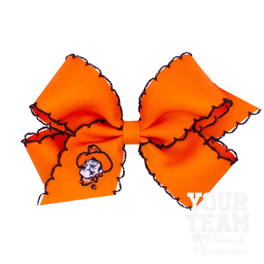 Medium Oklahoma State Moonstitch Embroidered Hair Bow - OKLAHOMA STATE