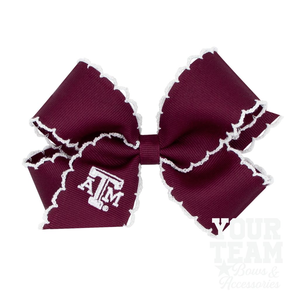 Medium Texas A&M Moonstitch Embroidered Hair Bow - TEXAS A&M
