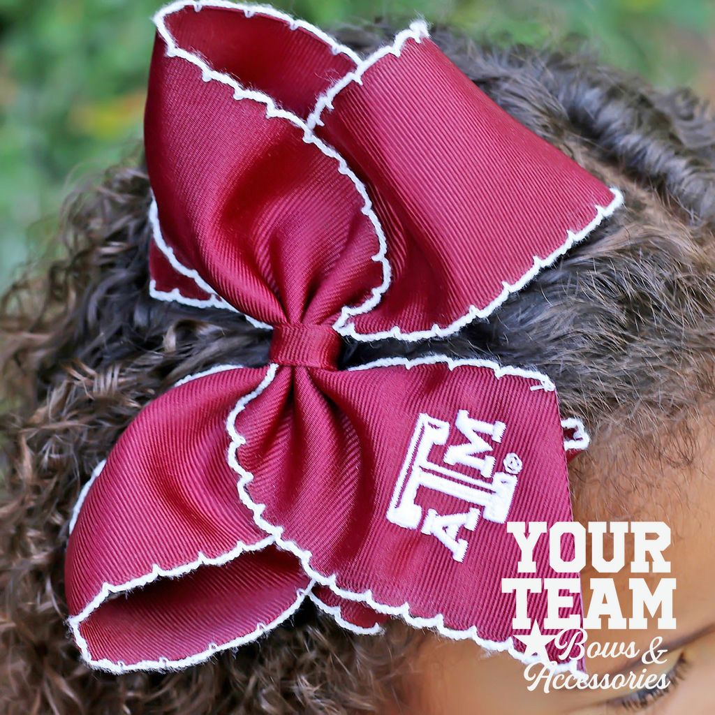 Medium Texas A&M Moonstitch Embroidered Hair Bow
