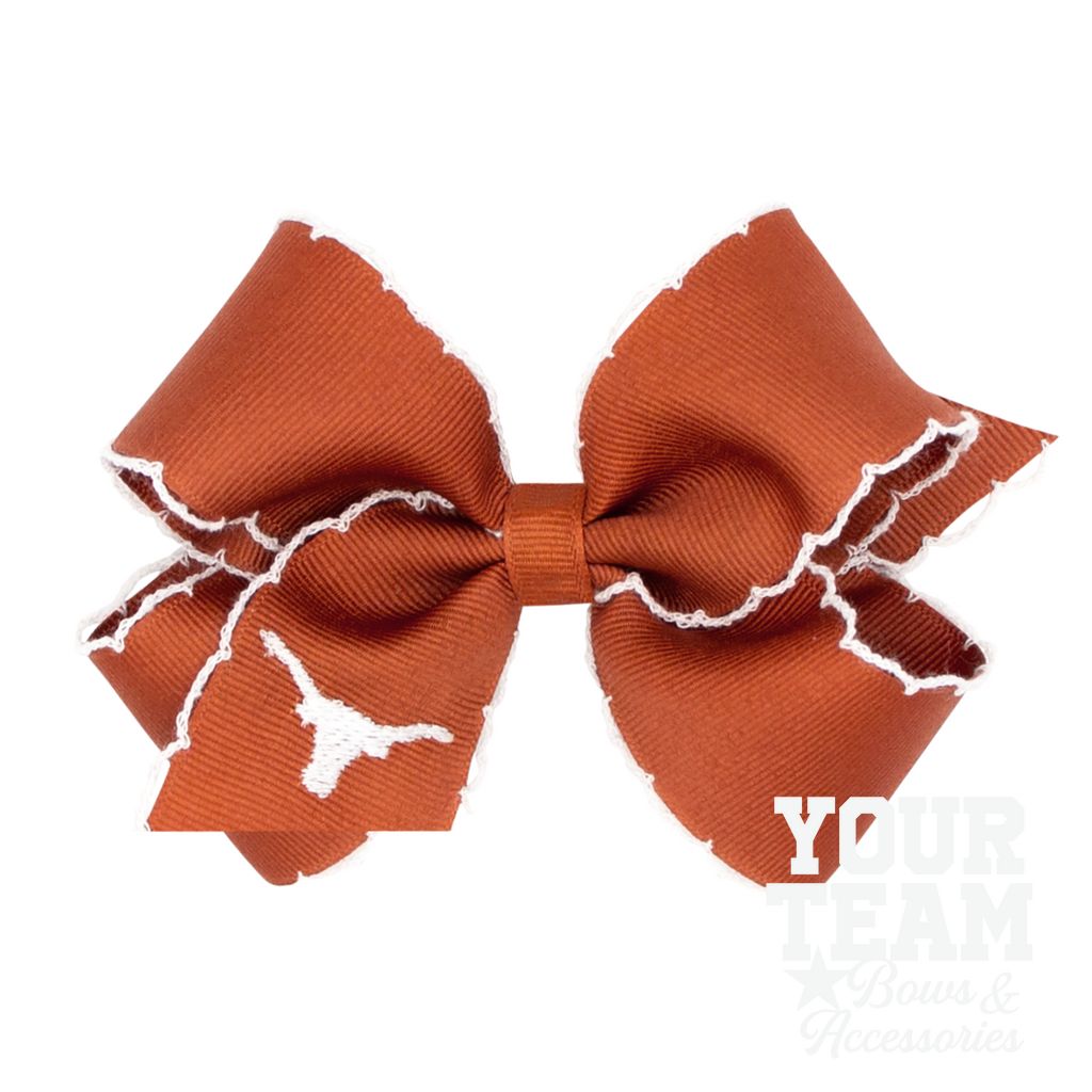 Medium University of Texas Moonstitch Embroidered Hair Bow - UNIVERSITY OF TEXAS