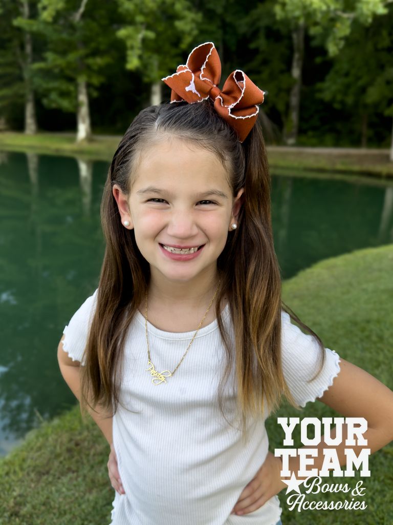 Medium University of Texas Moonstitch Embroidered Hair Bow