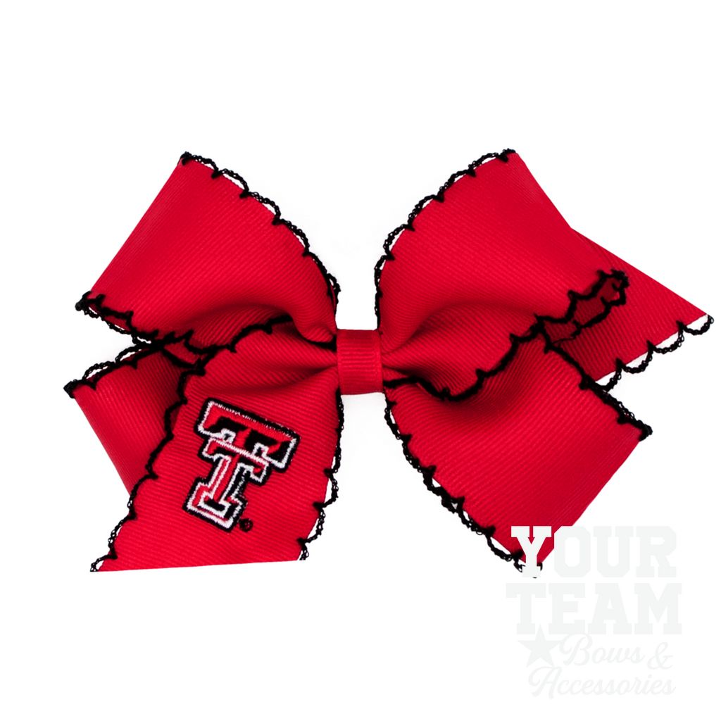 Medium Texas Tech Moonstitch Embroidered Hair Bow - TEXAS TECH