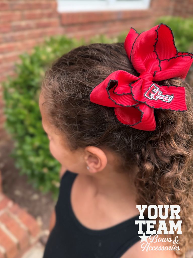 Medium Texas Tech Moonstitch Embroidered Hair Bow