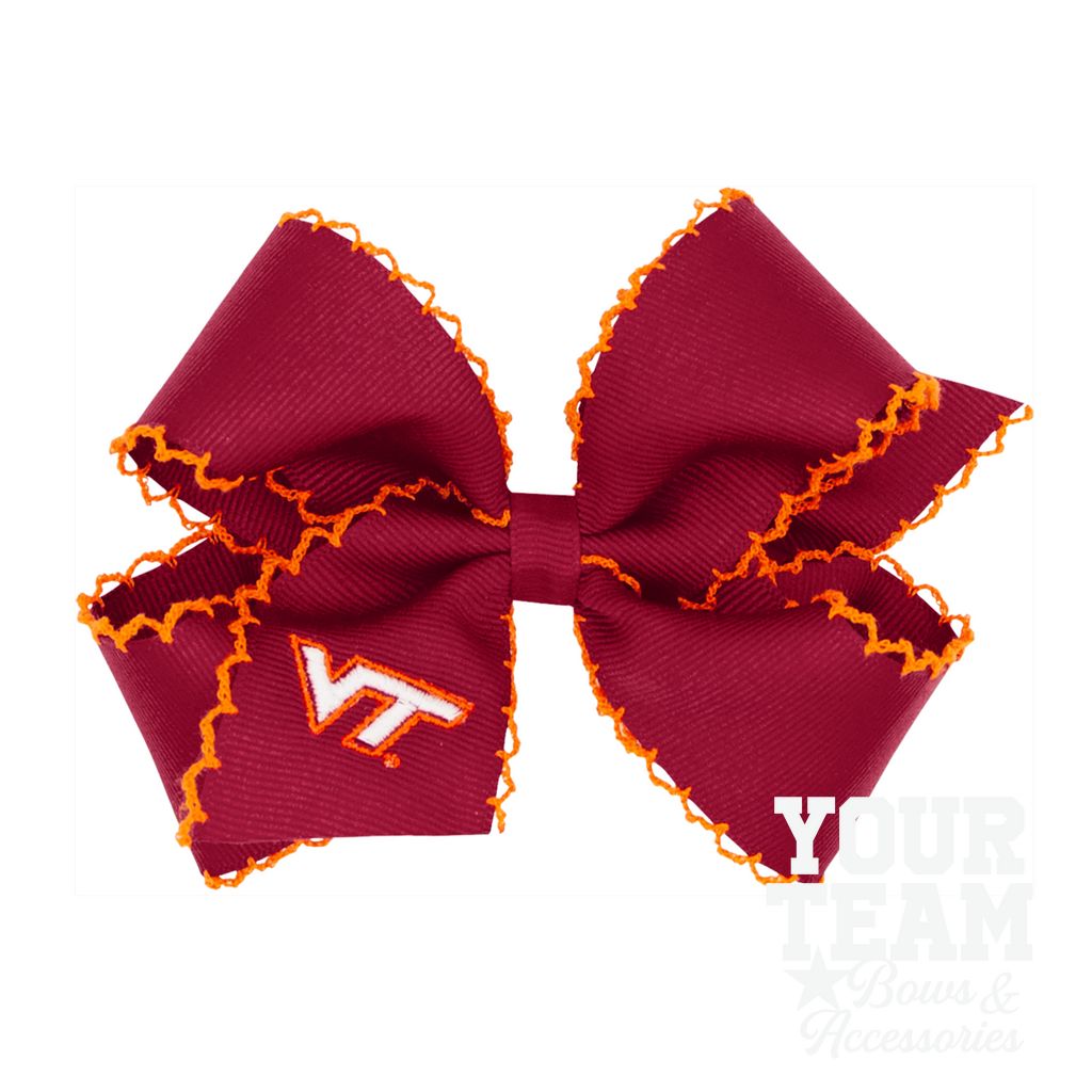 Medium Virginia Tech Moonstitch Embroidered Hair Bow - VIRGINIA TECH
