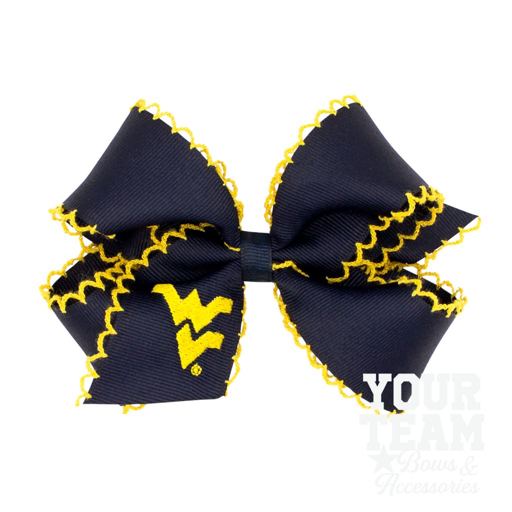 Medium West Virginia Moonstitch Embroidered Hair Bow - WEST VIRGINIA