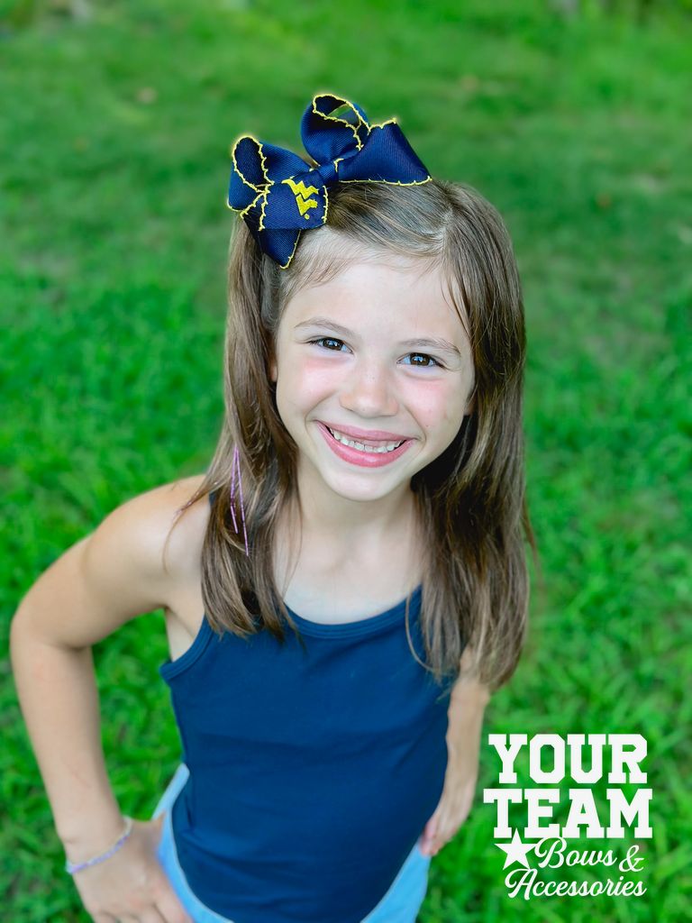 Medium West Virginia Moonstitch Embroidered Hair Bow