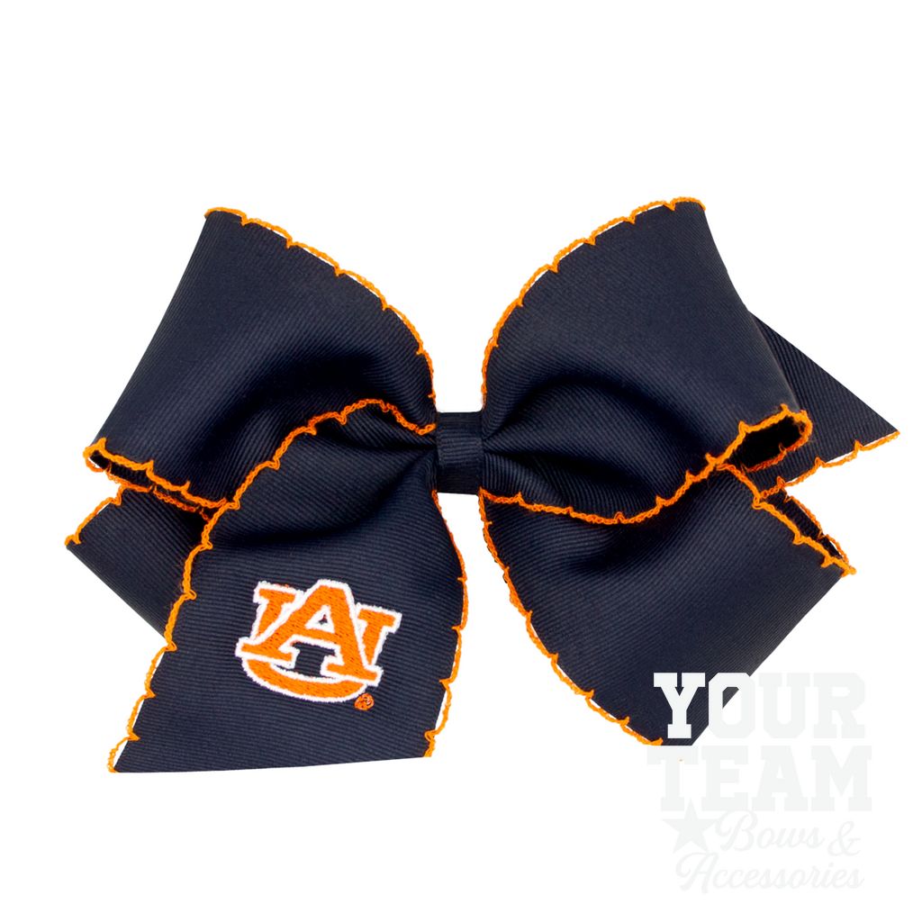 King Auburn Moonstitch Embroidered Hair Bow - AUBURN