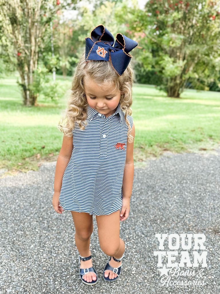 King Auburn Moonstitch Embroidered Hair Bow