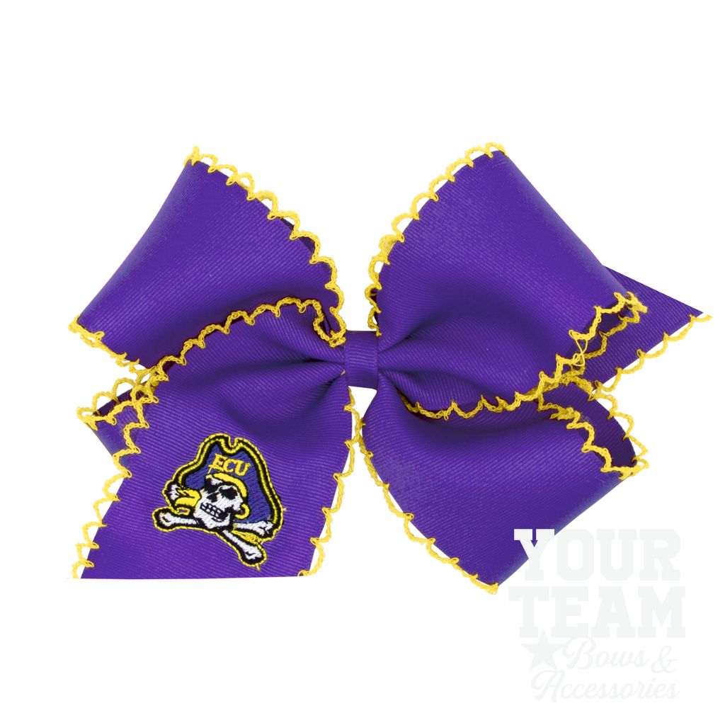 King East Carolina Moonstitch Embroidered Hair Bow - EASTERN CAROLINA UNIVERSITY