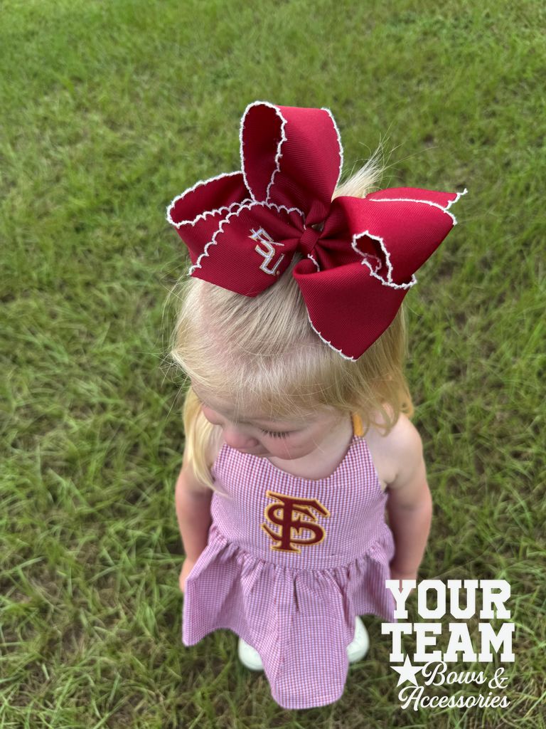 King Florida State Moonstitch Embroidered Hair Bow