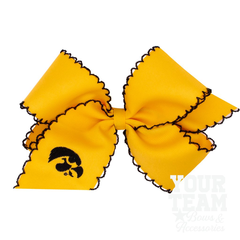 King Iowa Moonstitch Embroidered Hair Bow - IOWA