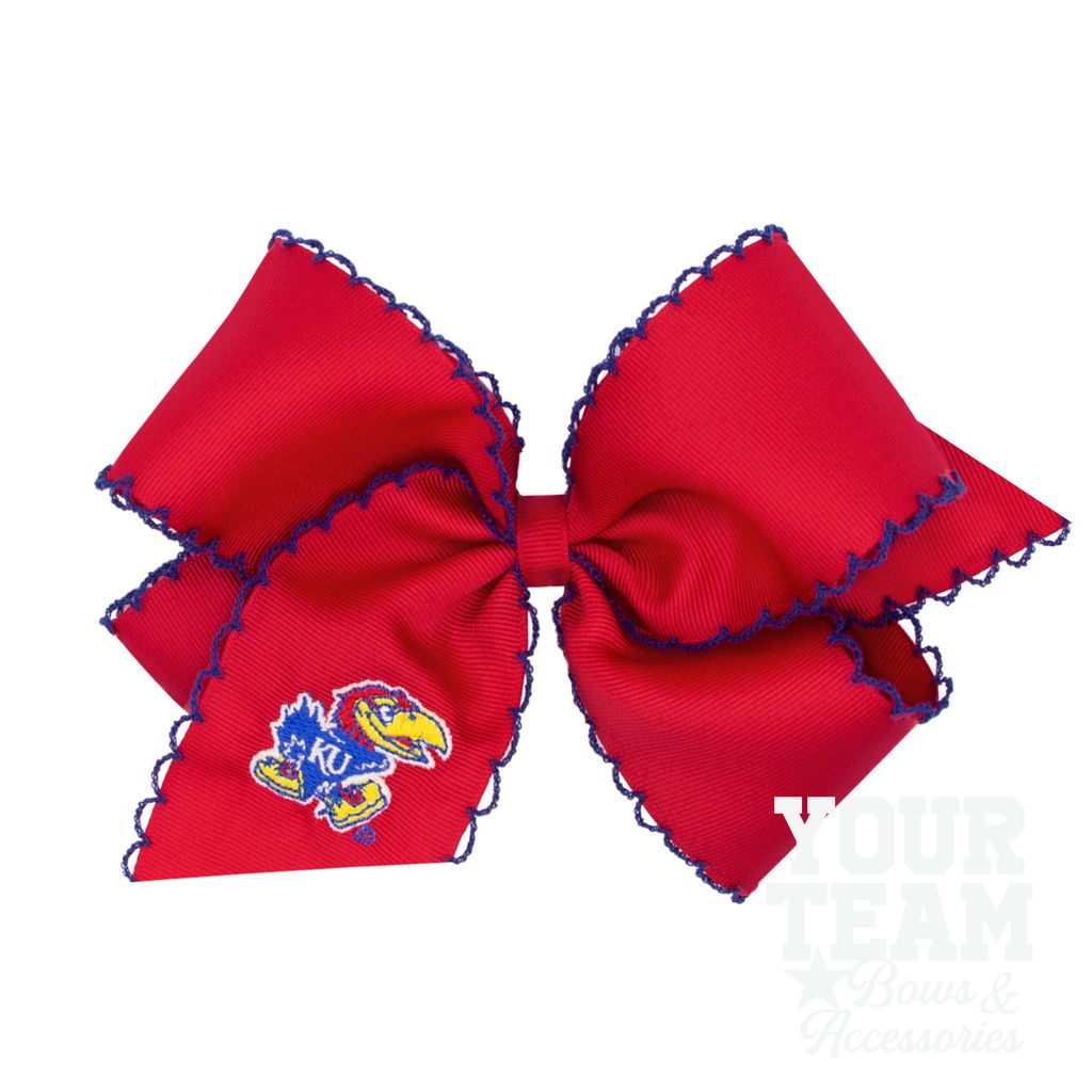 King Kansas Moonstitch Embroidered Hair Bow - KANSAS