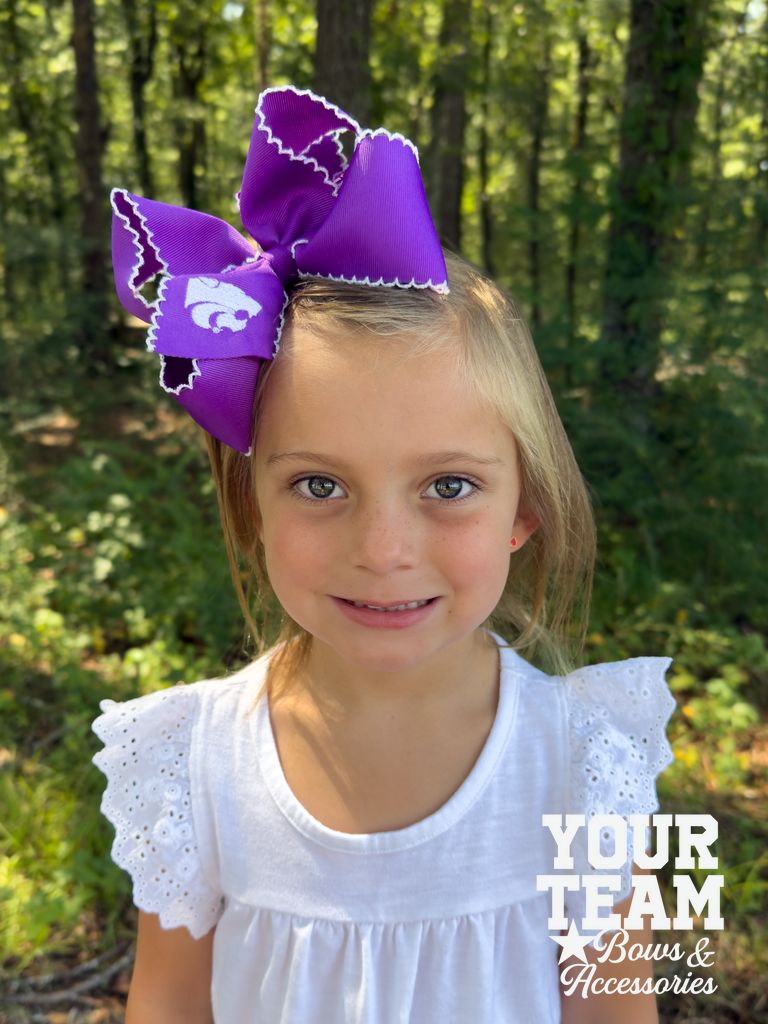 King Kansas State Moonstitch Embroidered Hair Bow