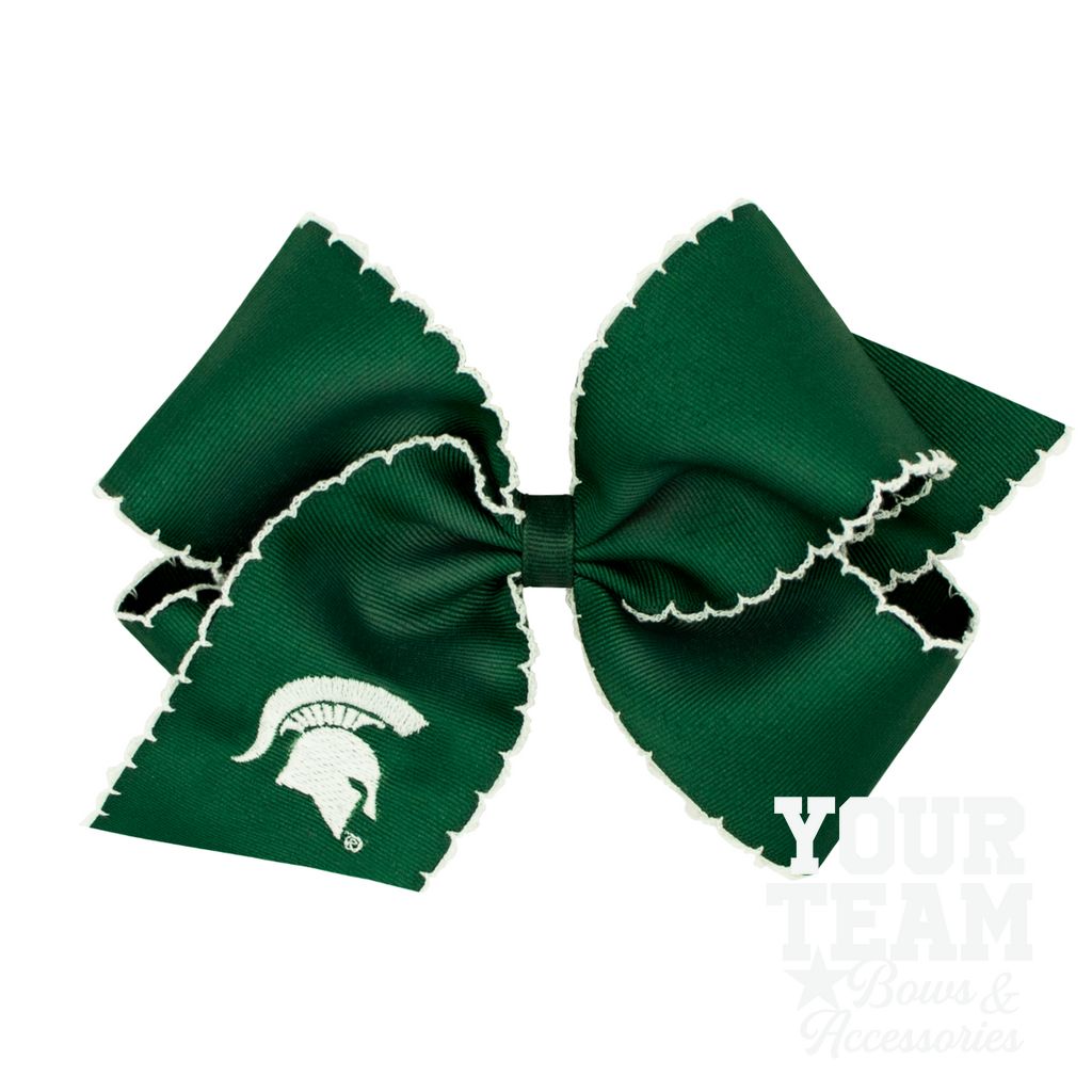 King Michigan State Moonstitch Embroidered Hair Bow - MICHIGAN STATE
