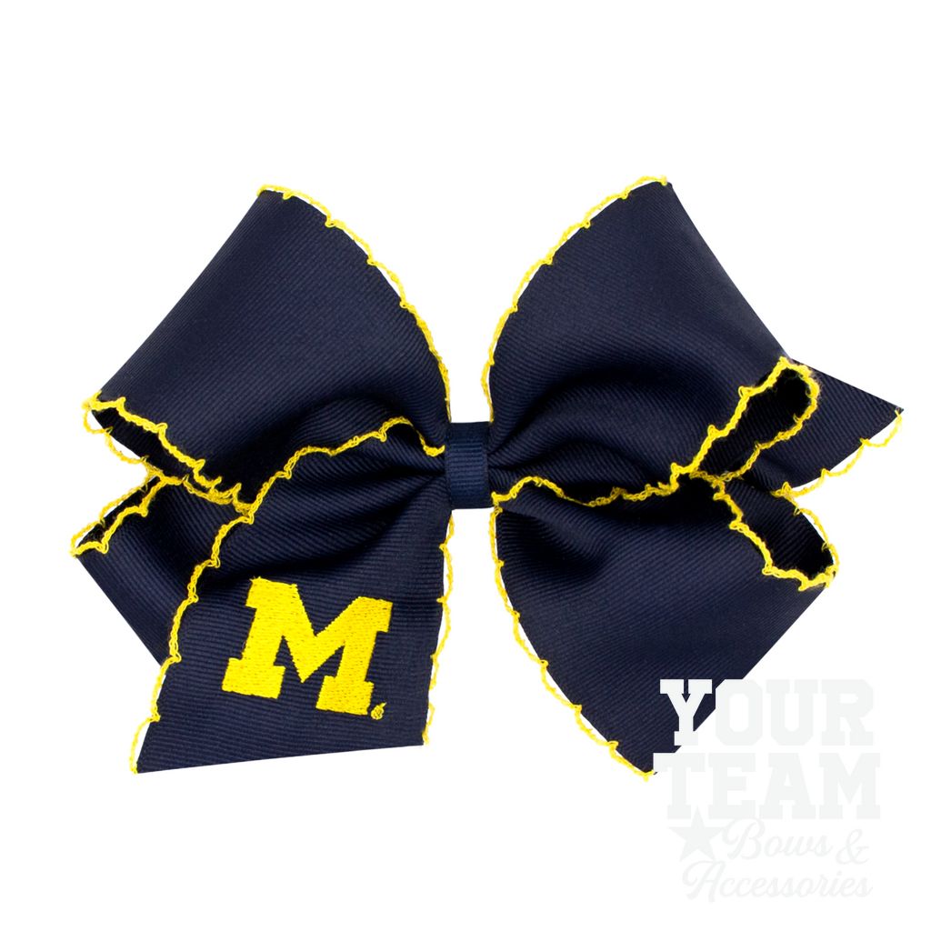 King Michigan Moonstitch Embroidered Hair Bow - MICHIGAN