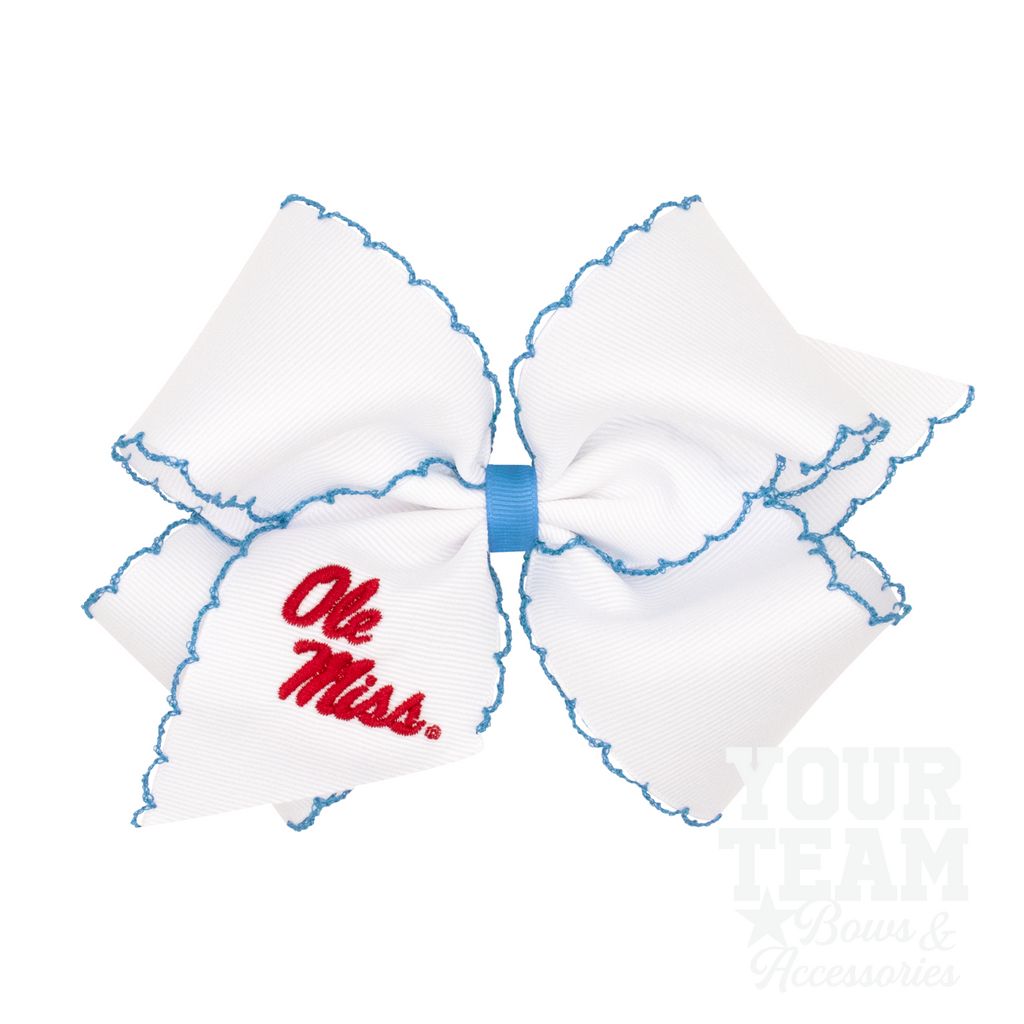 King Ole Miss Moonstitch Embroidered Hair Bow - MISSISSIPPI 3 (CAP)