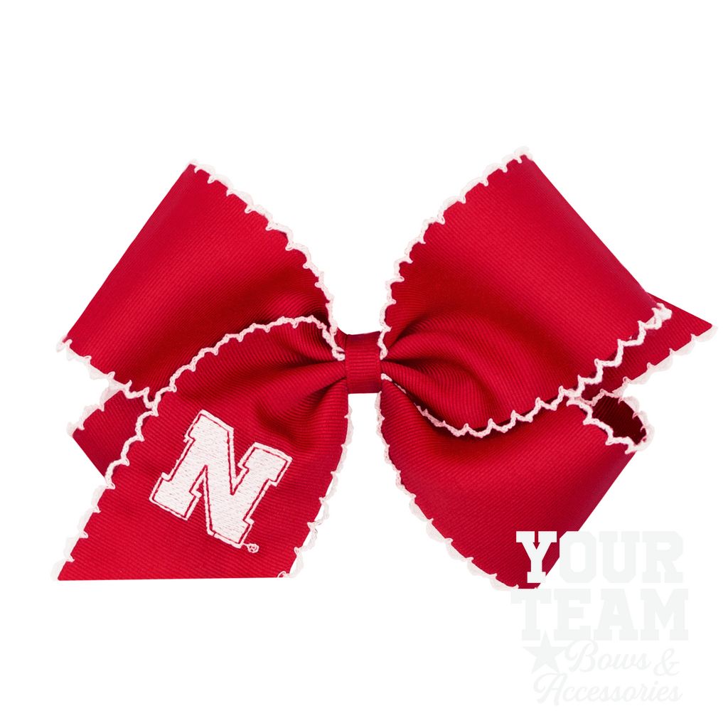 King Nebraska Moonstitch Embroidered Hair Bow - NEBRASKA