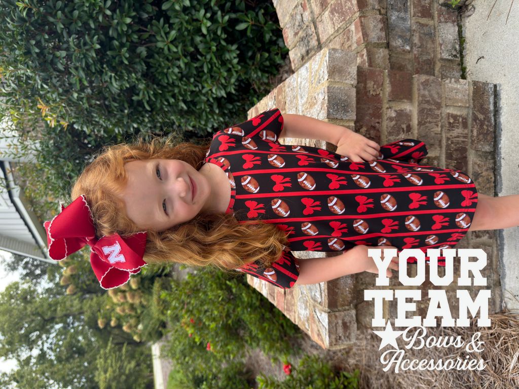 King Nebraska Moonstitch Embroidered Hair Bow