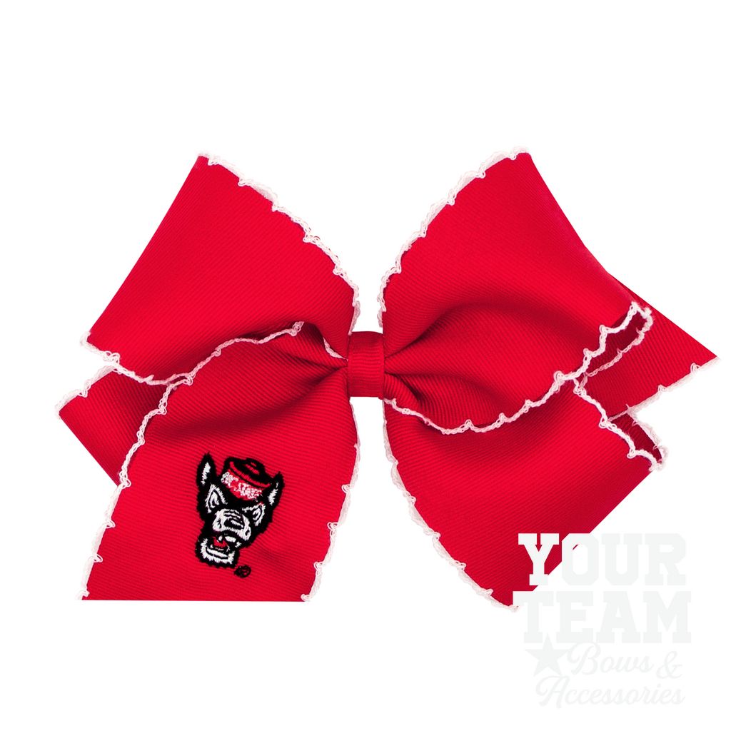 King North Carolina State Moonstitch Embroidered Hair Bow - NORTH CAROLINA STATE