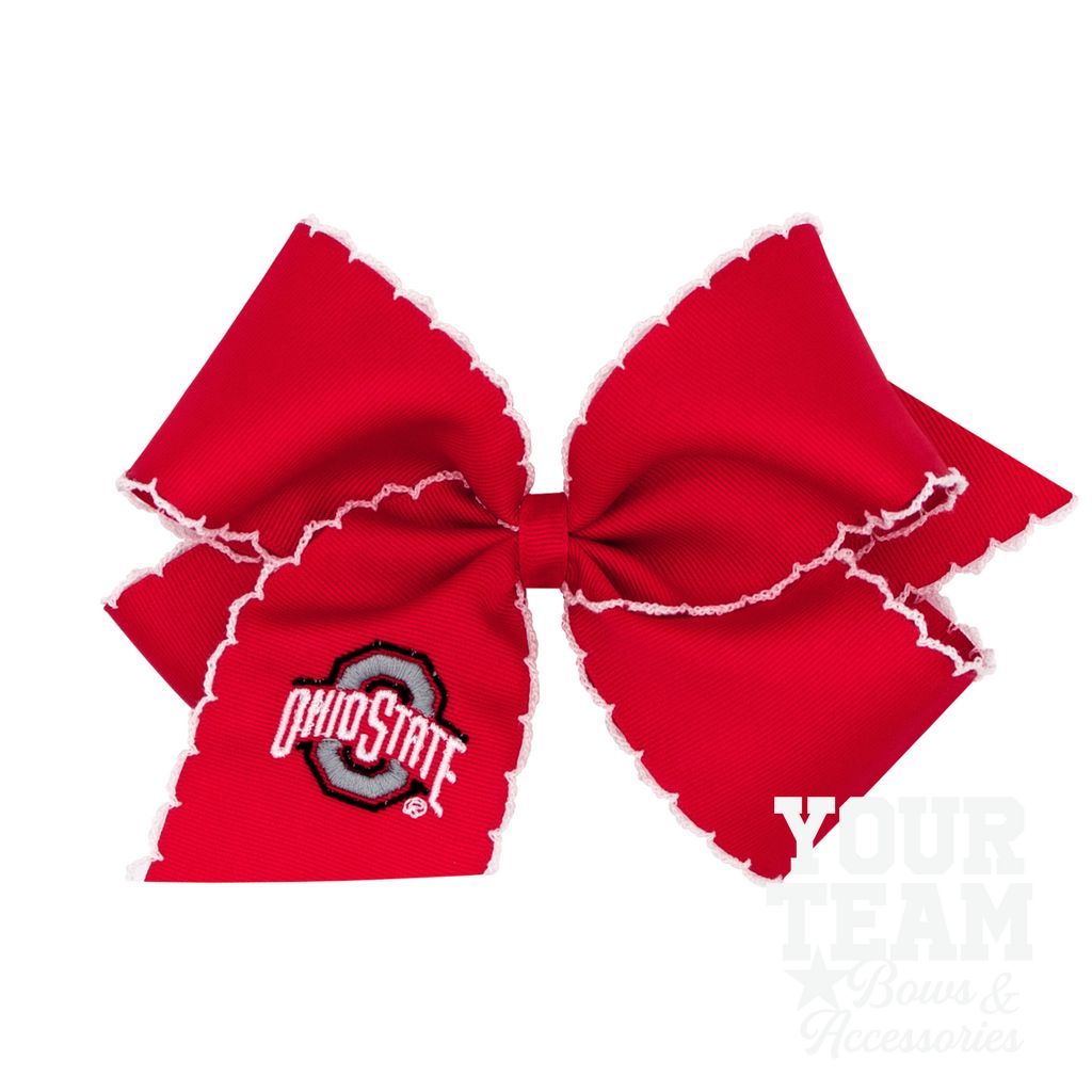 King Ohio State Moonstitch Embroidered Hair Bow - OHIO STATE