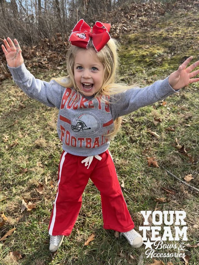 King Ohio State Moonstitch Embroidered Hair Bow