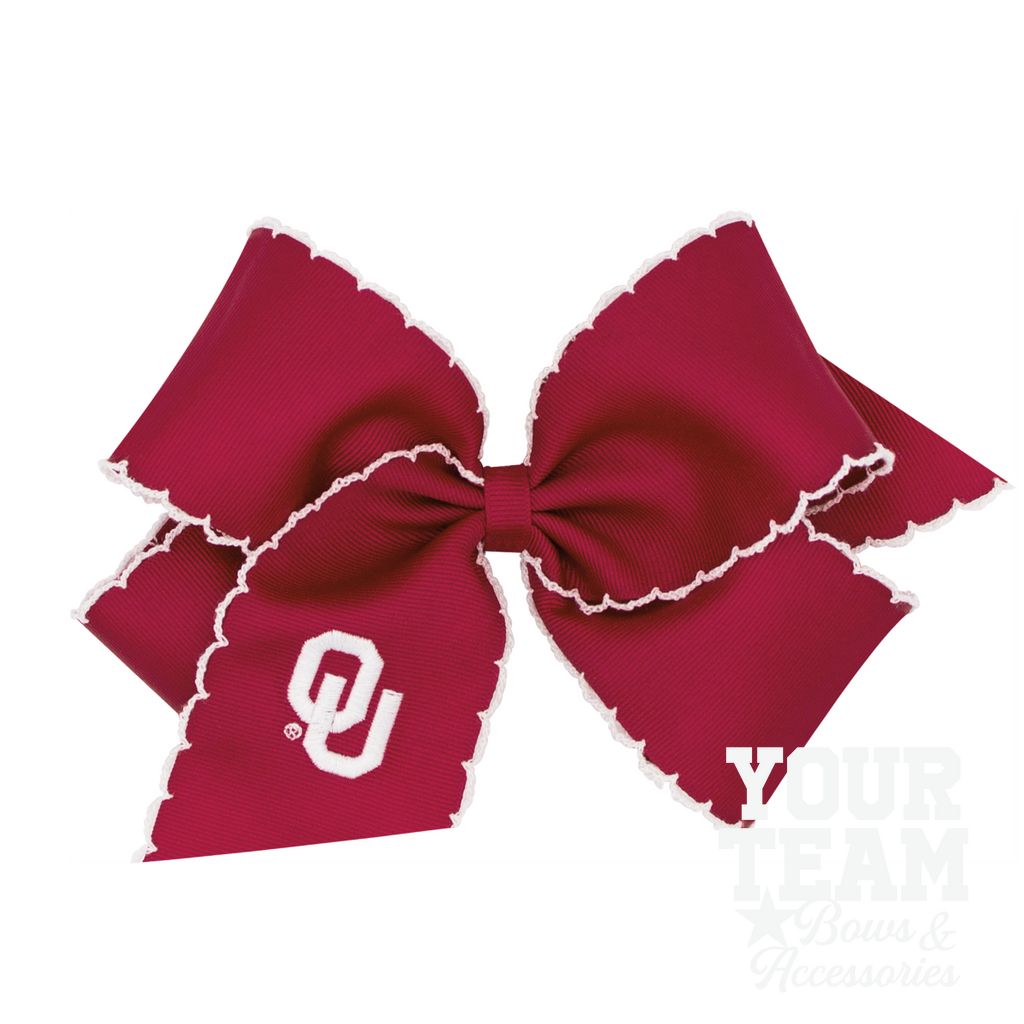 King Oklahoma Moonstitch Embroidered Hair Bow - OKLAHOMA