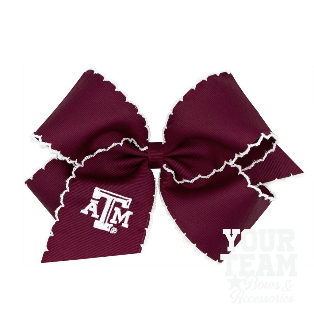 King Texas A&M Moonstitch Embroidered Hair Bow - TEXAS A&M