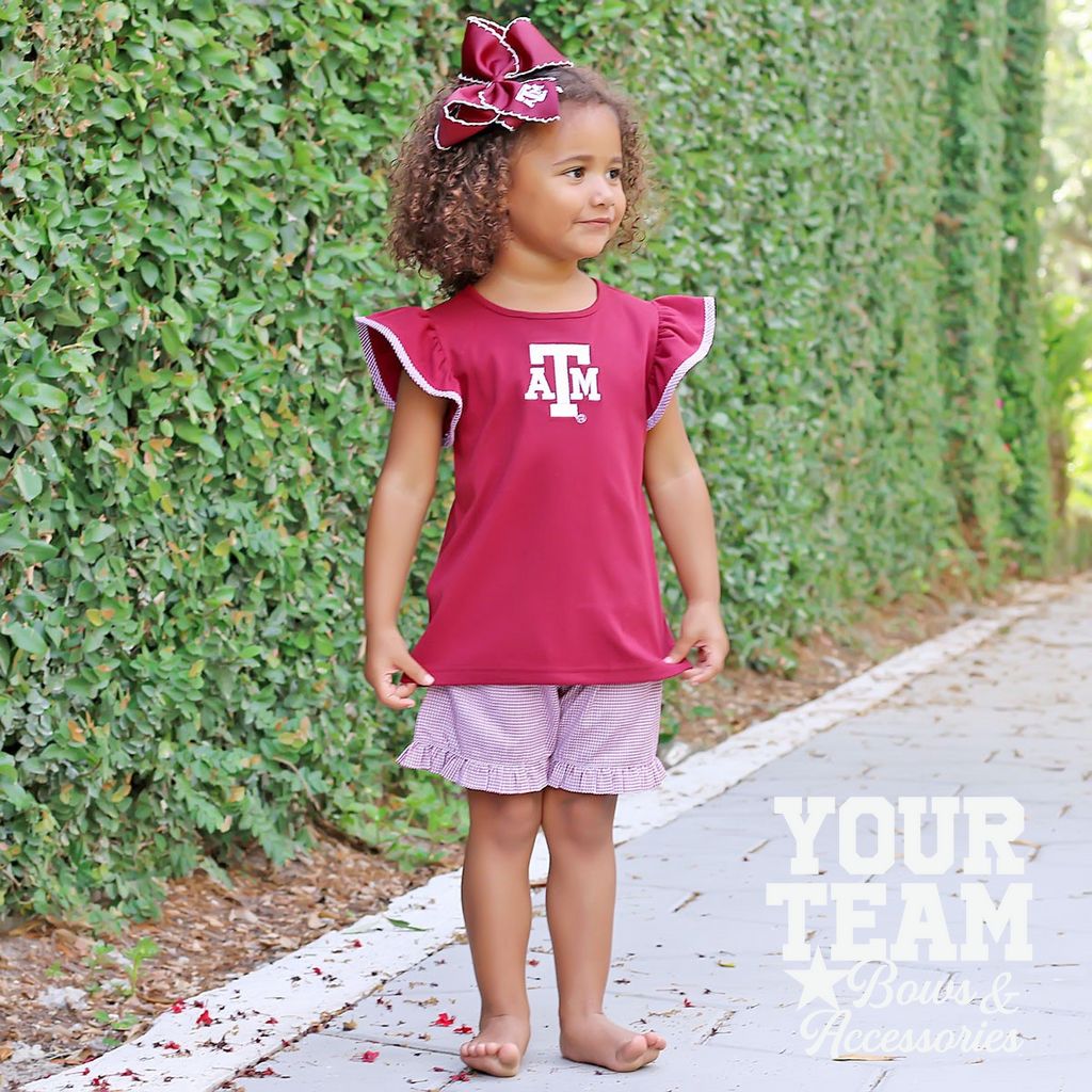 King Texas A&M Moonstitch Embroidered Hair Bow