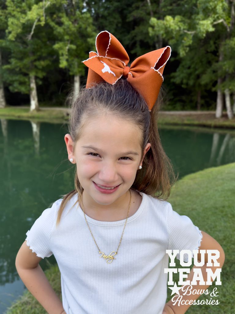 King University of Texas Moonstitch Embroidered Hair Bow