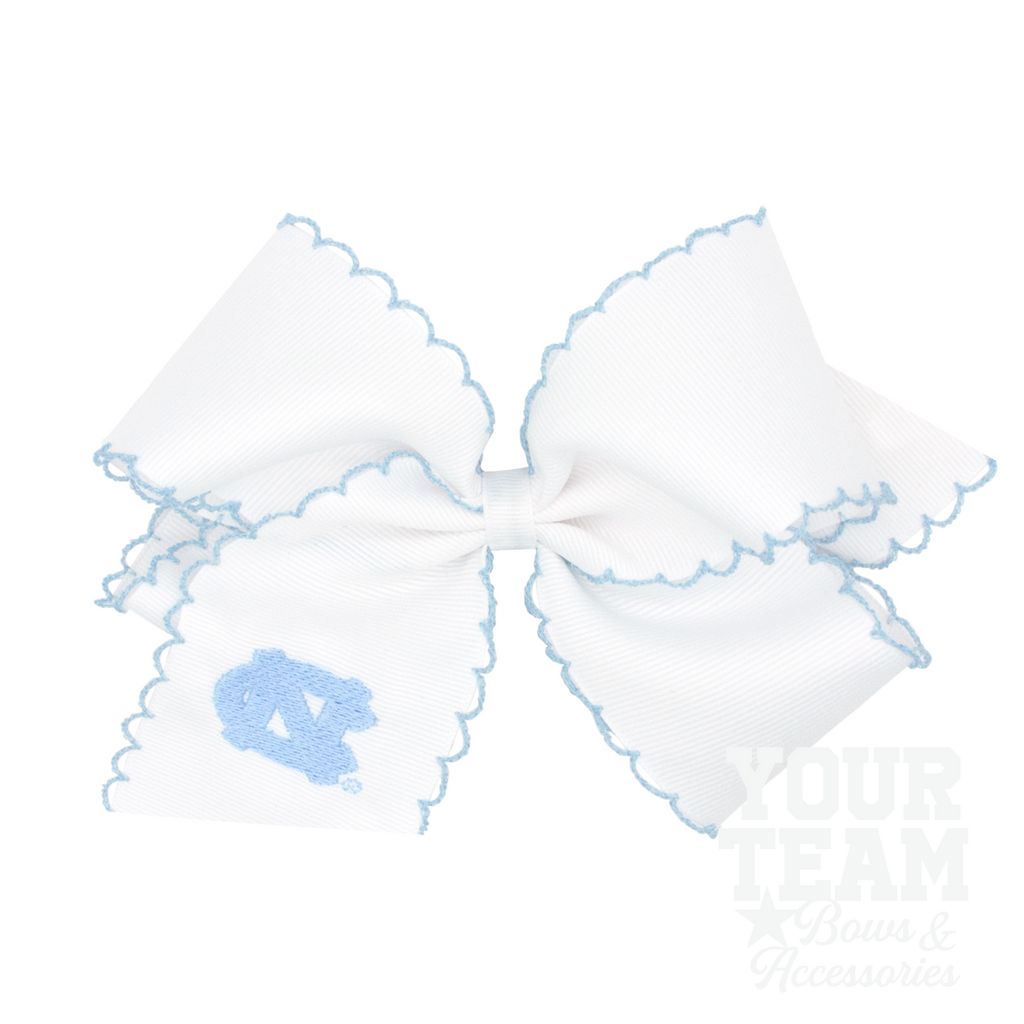 King North Carolina Moonstitch Embroidered Hair Bow - UNIVERSITY NORTH CAROLINA