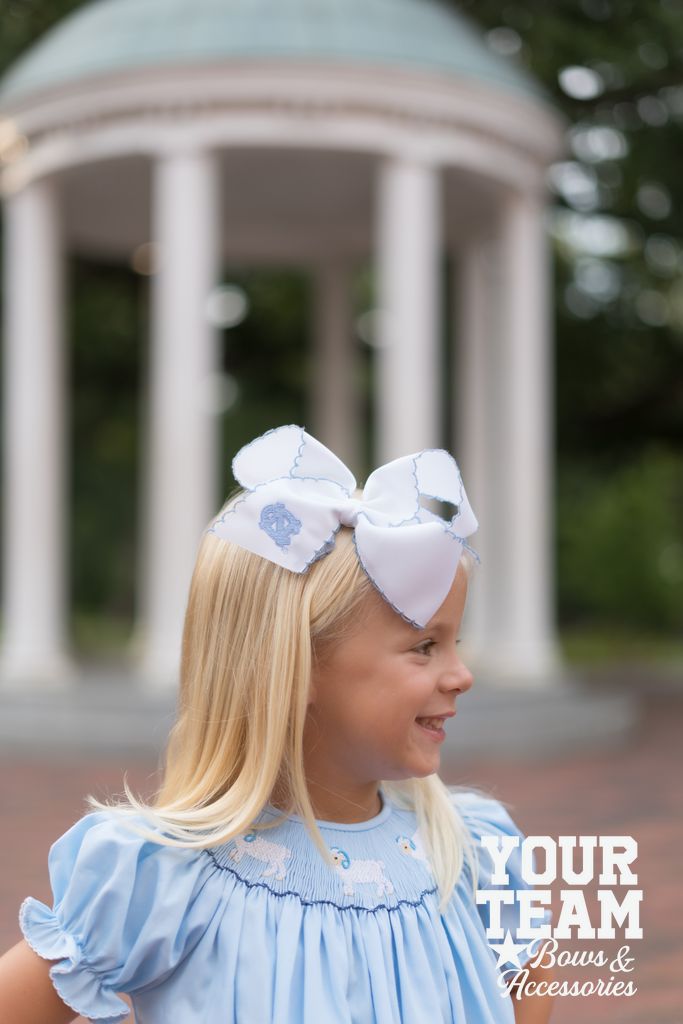 King North Carolina Moonstitch Embroidered Hair Bow