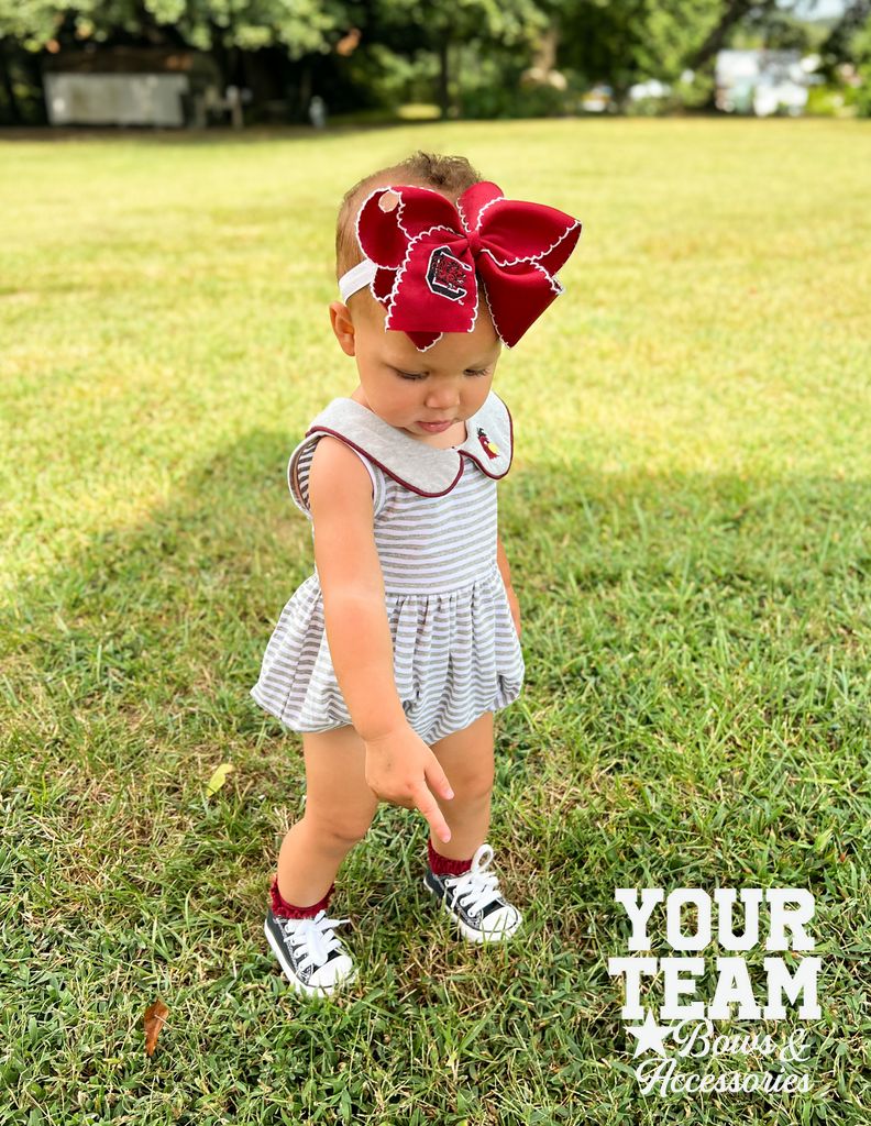 King South Carolina Moonstitch Embroidered Hair Bow