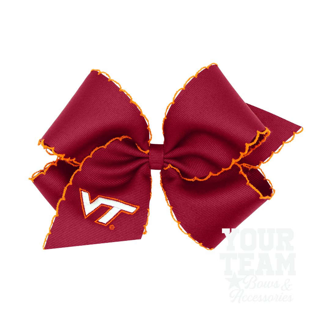 King Virginia Tech Moonstitch Embroidered Hair Bow - VIRGINIA TECH