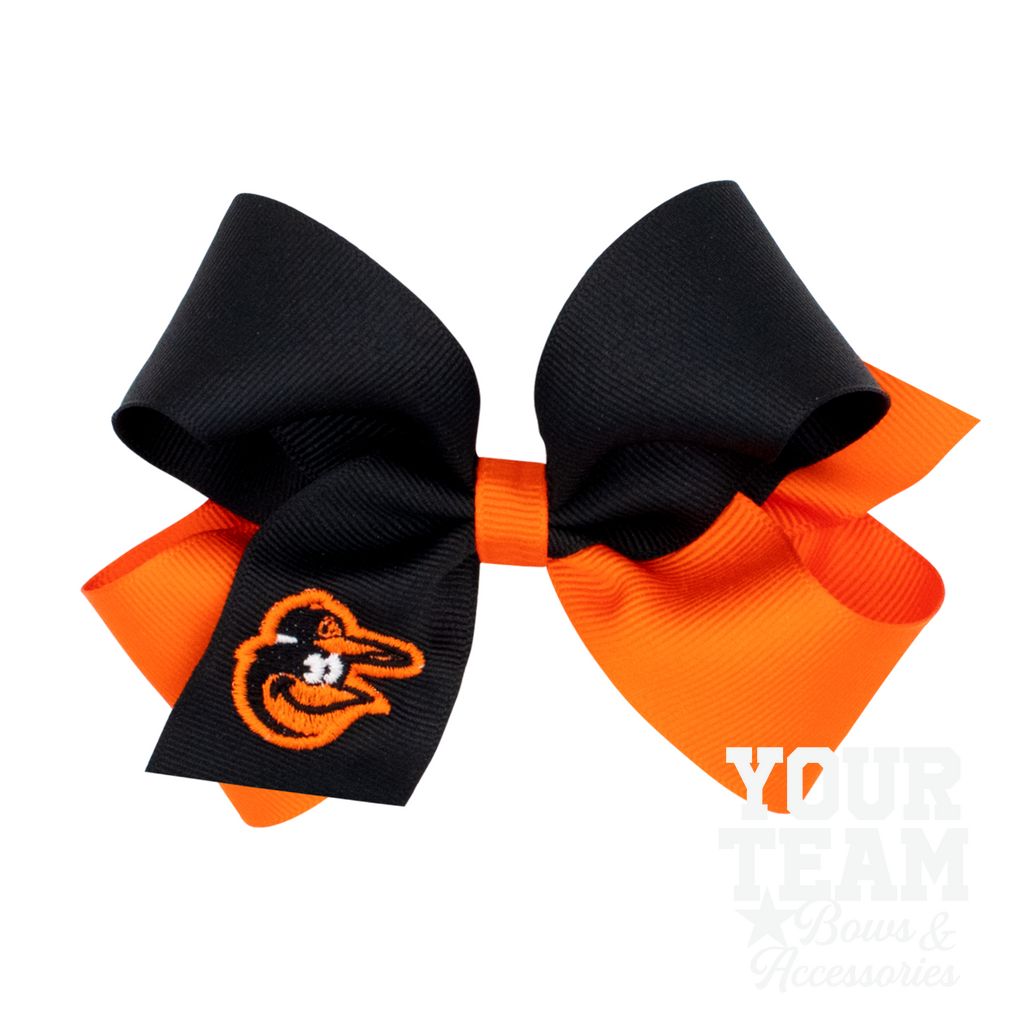 Medium Baltimore Orioles Two-Tone Embroidered Hair Bow - BALTIMORE ORIOLES