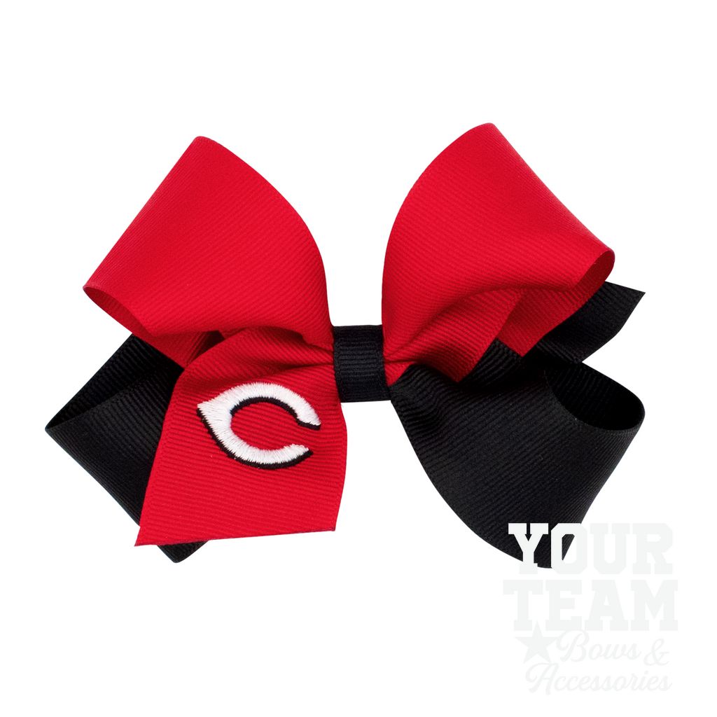 Medium Cincinnati Reds Two-Tone Embroidered Hair Bow - CINCINNATI REDS