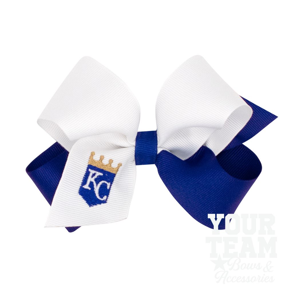 Medium Kansas City Royals Two-Tone Embroidered Hair Bow - KANSAS CITY ROYALS