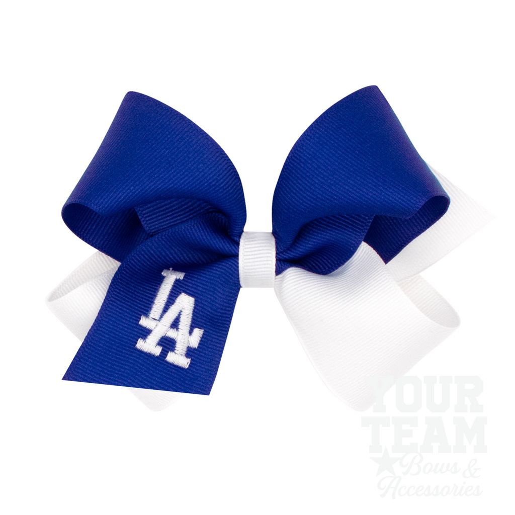 Medium Los Angeles Dodgers Two-Tone Embroidered Hair Bow - LOS ANGELES DODGERS