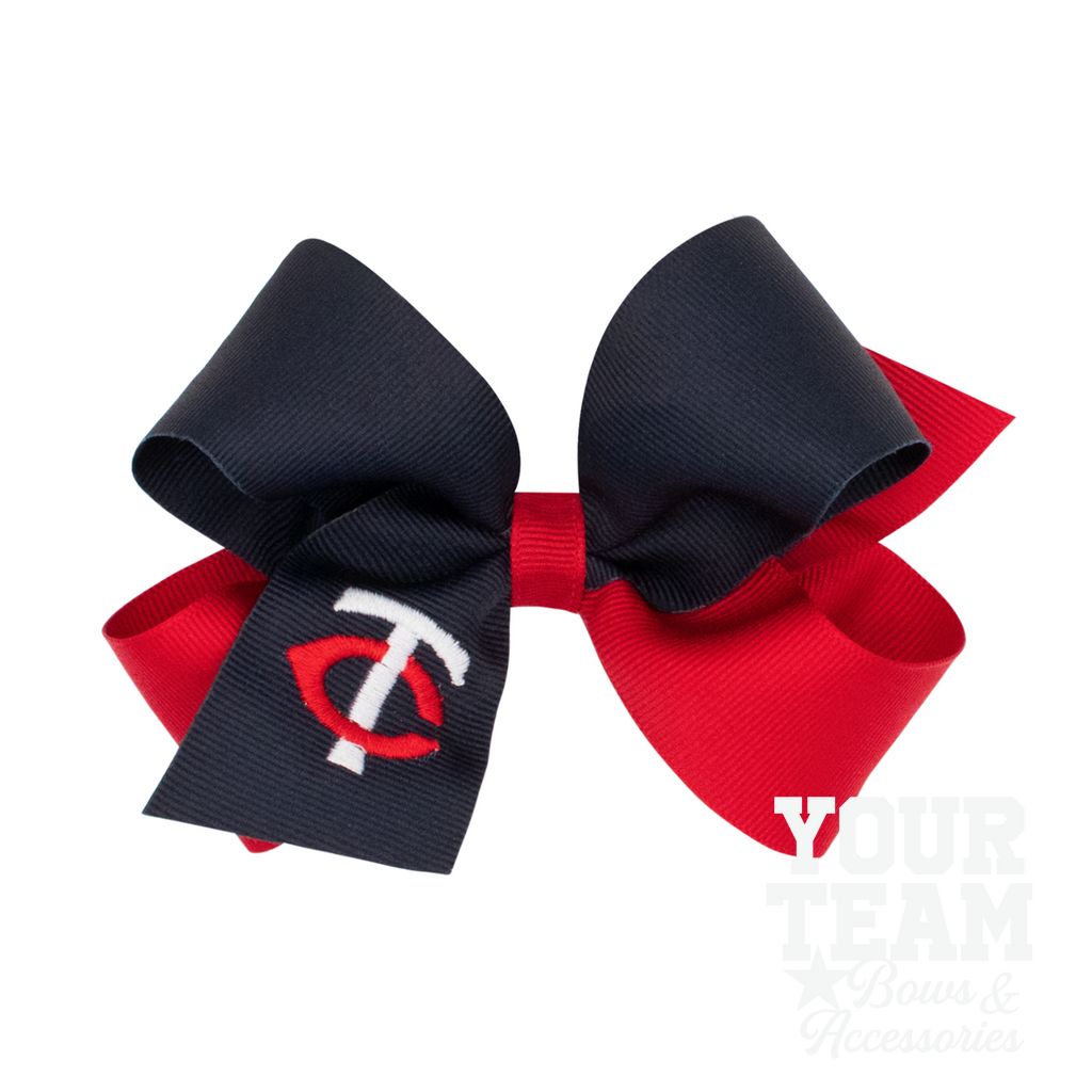 Medium Minnesota Twins Two-Tone Embroidered Hair Bow - MINNESOTA TWINS