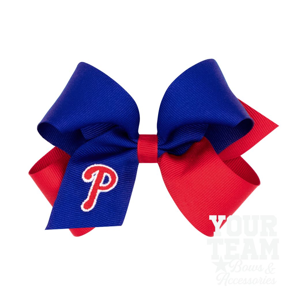 Medium Philadelphia Phillies Two-Tone Embroidered Hair Bow - PHILADELPHIA PHILLIES