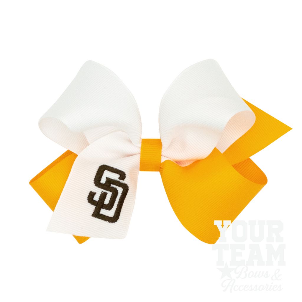 Medium San Diego Padres Two-Tone Embroidered Hair Bow - SAN DIEGO PADRES