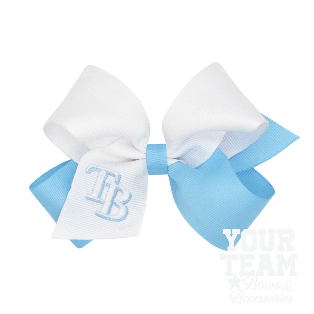 Medium Tampa Bay Rays Two-Tone Embroidered Hair Bow - TAMPA BAY RAYS