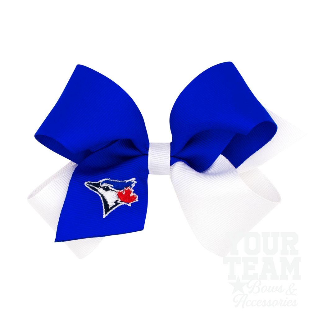 Medium Toronto Blue Jays Two-Tone Embroidered Hair Bow - TORONTO BLUE JAYS