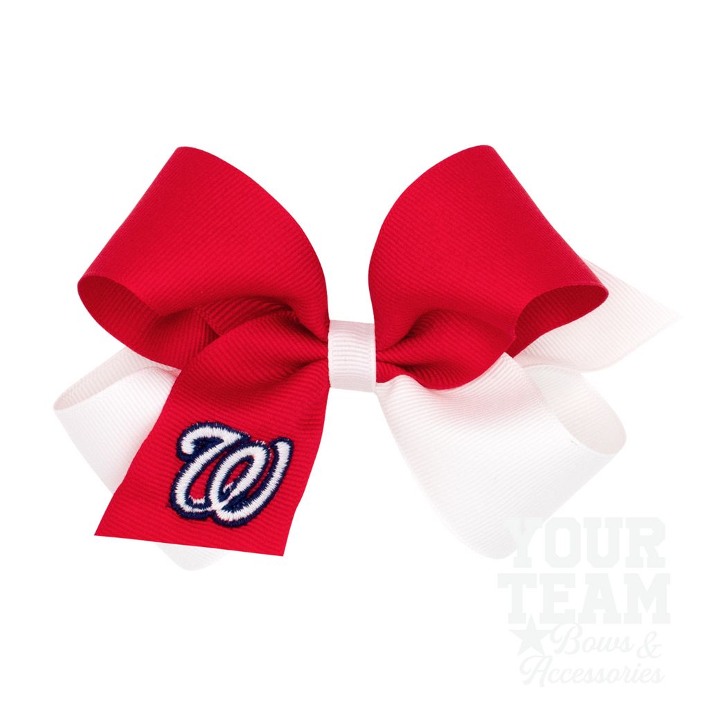 Medium Washington Nationals Two-Tone Embroidered Hair Bow - WASHINGTON NATIONALS