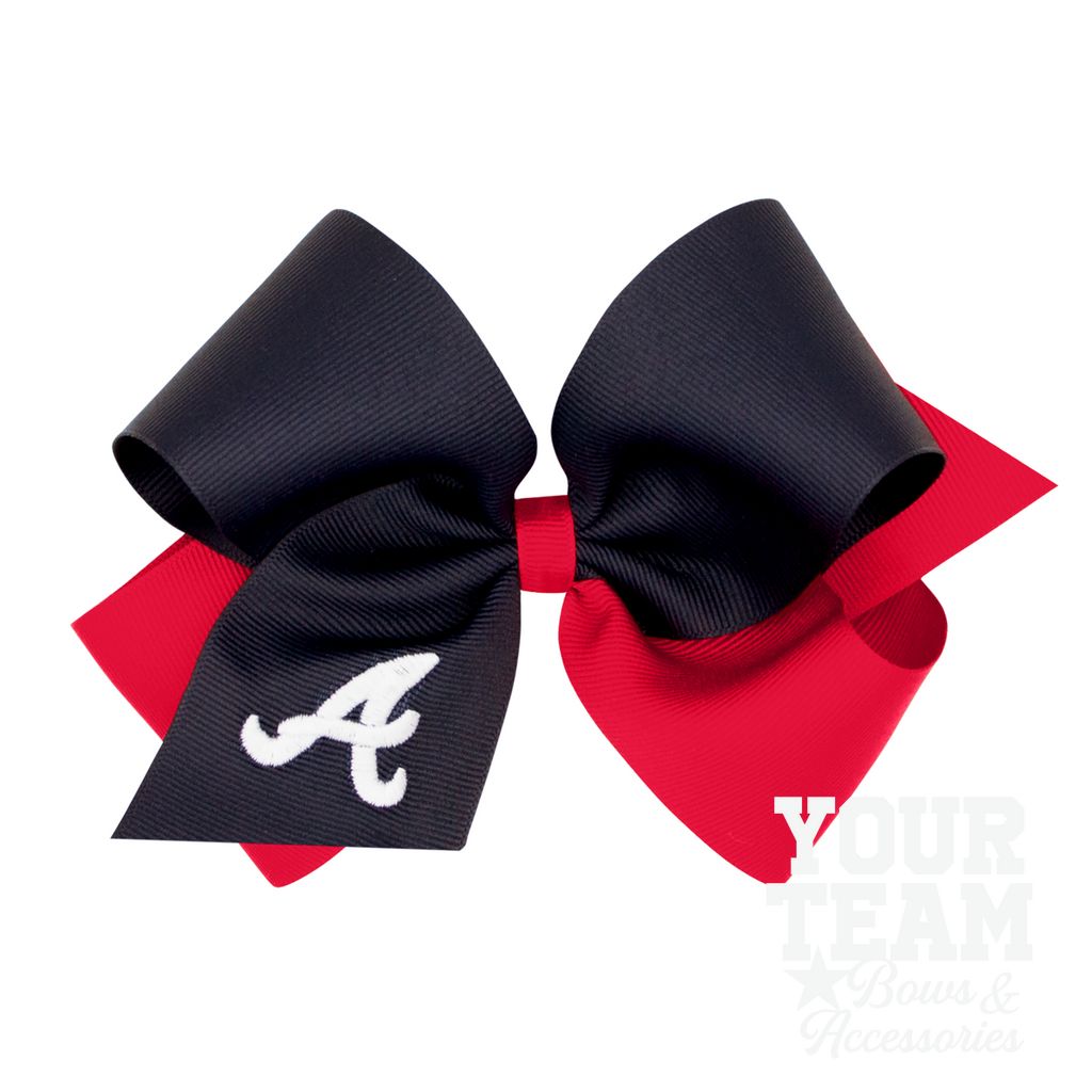 King Atlanta Braves Two-Tone Embroidered Hair Bow - ATLANTA BRAVES