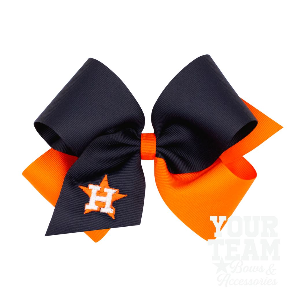 King Houston Astros Two-Tone Embroidered Hair Bow - HOUSTON ASTROS