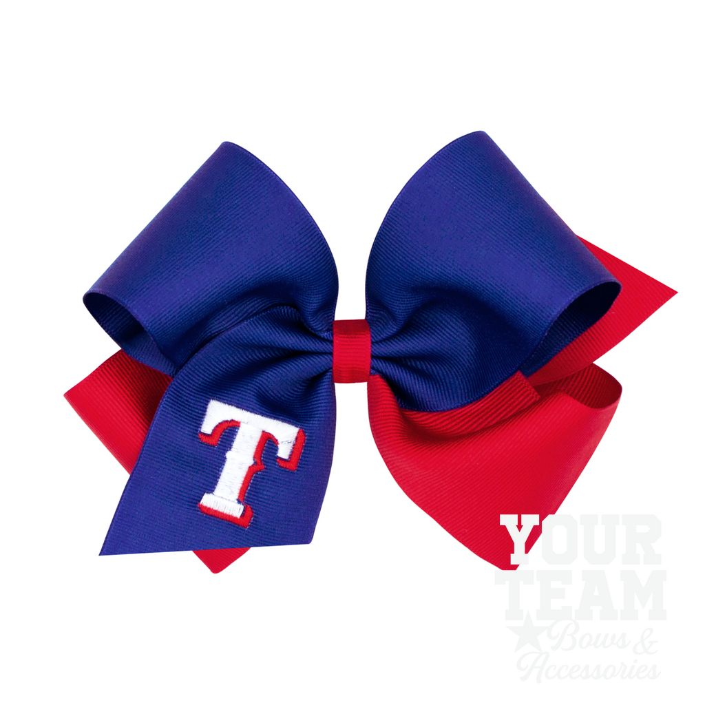 King Texas Rangers Two-Tone Embroidered Hair Bow - TEXAS RANGERS