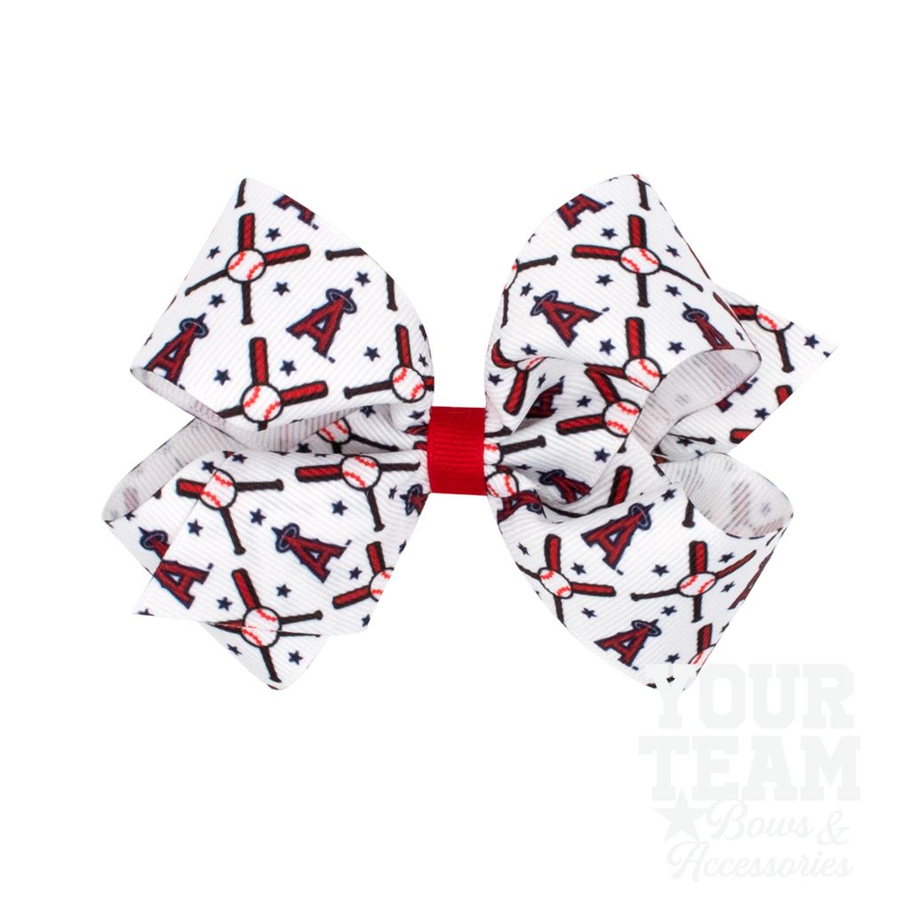 Medium Los Angeles Angels Logo Print Grosgrain Hair Bow - LOS ANGELES ANGELS
